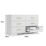 ZUN White color Large 6 drawers chest of drawer dressers table with golden handle 41481114