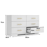 ZUN White color Large 6 drawers chest of drawer dressers table with golden handle 41481114