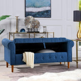 62" Bedroom Tufted Button Storage Bench, Modern Fabric Upholstered Ottoman, Window Bench, Rolled Arm W1853112514