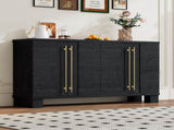 TREXM Sideboard Buffet Cabinet with Storage, Wood Sideboard with Adjustable Shelves and Gold Handles N715P232696B