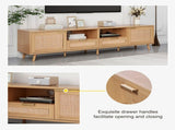 Rattan TV Stand for TVs up to 85'', Modern Farmhouse Media Console, Entertainment Center with Solid WF316678AAP