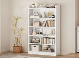Wooden 6 Layer Modern Open Shelf Bookcase with Top Compartment, White 72050780