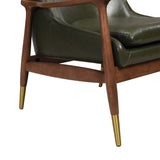 29.2'' Mid-Century Faux Leather Accent Chair with Cushioned Seat, Solid Wood Frame, and Brass-Tipped N767P205863G