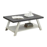 ZUN Athens Contemporary Two-Tone Wood Shelf Coffee Table in Weathered Charcoal and Beige T2574P164647