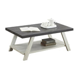 ZUN Athens Contemporary Two-Tone Wood Shelf Coffee Table in Weathered Charcoal and Beige T2574P164647