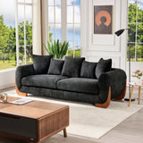 Modern Elegant Design 3 Seater Sofa with Wooden Legs, Comfortable Lambswool 5 Pillows for Living W2817P271192