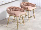 26'' Counter height bar stools Set of 2 kitchen island counter bar stool with hand- wave back,golden W2215P184990