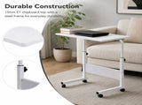Rolling Laptop Table, Height Adjustable, Removable Design, Wheels and Baffle Panel, White, Large, 90334480