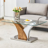 Rectangular Coffee Table.Tempered glass countertop, and artistic MDF legs,perfect for hosting W1151P216459