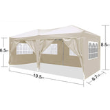 ZUN 10'x20' EZ Pop Up Canopy Outdoor Portable Party Folding Tent with 6 Removable Sidewalls Carry Bag 95814633