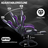 Ergonomic Gaming Chair with Footrest, PU Leather Video Game Chairs for Adults, Reclining Gamer Chair 98892423