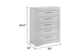 Blanca Modern Style 5-Drawer Chest Made with Wood in White B009P243272
