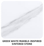 Modern 35.4'' Rounded Square Outdoor Bar Table, Greek White Marble-Inspired Sintered StoneTop, W1886P300274