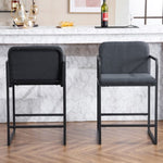 ZUN Set of 2,Modern Upholstered Counter Height Bar Stool with Armrests, Metal Frame and Padded Seat, W1901P225274