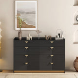 ZUN 8 Drawer Double Dresser for Bedroom with LED, Modern Dressers Chest of Drawers with Fluted Panel, W1321P201215