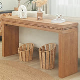Convenience Concepts Natural Wood Console Table/Desk with Real Wood Beads Decoration W2729P198988