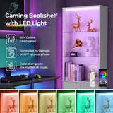 3-layer glass shelf with 2 doors double Z shape LED light strip front curved base feet triammine 45798637
