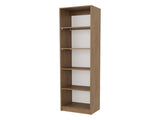 Natural Oak and White 5-Shelf Bookcase with Open Storage B062P355526