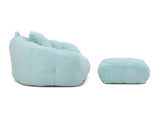 Giant Bean Bag Chair withFootstool, Oversized Bean Bag for Adults and Kids, Faux Fur Shell-Shaped W2677P306795