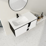 ZUN 40'' Floating Wall-Mounted Bathroom Vanity with Ceramics Sink & Soft-Close Cabinet Door 73655533