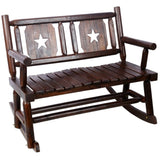 Outdoor Wood Rocking Bench Carbonized Double Rocking Chair for 2 Persons with Wide Curved Seat, W465P221182