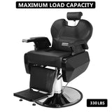 Barber Chair with Round Base and Footrest, PVC Leather Upholstery, ABS Armrests, 10033230
