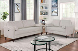 Contemporary Style Off-White 1pc Loveseat Leatherette Upholstered Bench Style Seating Bolster B011P203540