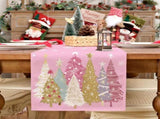 Christmas Table Runner 13x72 Inch, Xmas Trees Snowflakes Holiday Decorative Farmhouse Table 98307169