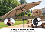 9FT Outdoor Patio Umbrella with Push Button Tilt & Crank, 8 Sturdy Ribs UV Protection Waterproof for 70345349