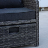 5 Pieces Wicker Patio Furniture Set Outdoor Patio Chairs with Ottomans Conversation Furniture with W813P283082