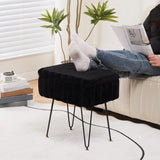 Faux Fur Storage Ottoman Vanity Stool with Metal Legs, Anti-Slip Feet, and Hidden Storage, 16.5" x 03652854