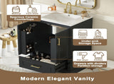 24"Bathroom Vanity with Sink, MDF Cabinet with Solid Wood Frame, 1 Divided Drawer and 2 Soft Close N729P321378B