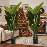 2PCS Set 5.2ft Tall Artificial Plant Faux Tropical Palm Tree in Pot Bird of Paradise Plant for 10805063