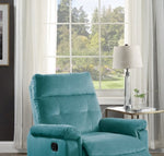 ZUN Luxurious Velvet Teal Blue Color Motion Recliner Chair 1pc Couch Manual Motion Plush Armrest Tufted B011P163885