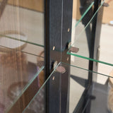 Curio Cabinet with Tempered Glass Doors, Lighted Display Cabinet with Mirrored Back Panel & W1758P297548