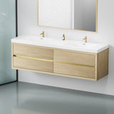 72" Wall-Mounted Bathroom Vanity with Sink, Floating Bathroom Storage Cabinet with Stone Resin W1573P211189