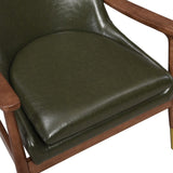 29.2'' Mid-Century Faux Leather Accent Chair with Cushioned Seat, Solid Wood Frame, and Brass-Tipped N767P205863G