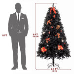 ZUN 6ft 1150 Branches PVC Christmas Tree Black 75974042