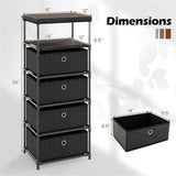 4-Drawer Fabric Storage Cabinet - Removable Foldable Drawers, Industrial Wood Top, Metal Frame with 35054697