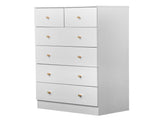 25.98"*15.75"*43.7" 5-Tier 6-Drawer Cabinet Drawer Dresser with Gold Handles White 88303918