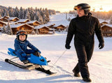 2-in-1 Kids Snow Racer Sled with Tow Rope, 30&deg Steering & Dual Foot Brakes Downhill Ski Sled, 92078190