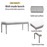 ZUN Outdoor Patio Aluminum Stationary Bench With Sunbrella Fabric Cushion , Grayish W1886P163416