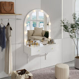 Floating Makeup Vanity Desk with Mirror & 3-Color Lights, Wall Dressing Table with Power Outlet, N844P263662A