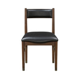 Black Leather Upholstered Side Chairs Set of 2, Modern Contemporary Cherry Finish Wooden Furniture B011P217882