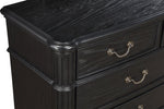 ZUN 1pc Traditional Vintage Antique Drawer Pull 5-Drawer Chest Black Gray Dark Finish Bedroom Living B011P167896