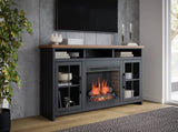 74 inch Fireplace TV Stand Console for TVs up to 85 inches, Minimal Assembly, Black and Whiskey B108P160222