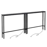 2 Pack 39.4" Narrow Console Sofa Table with Power Outlets and USB Ports, Long Couch Table with Metal 80830381