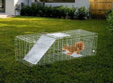 32" Live Animal Cage Trap, Heavy Duty Folding Raccoon Trap, Humane Cat Trap with Handle, Silver 79770301