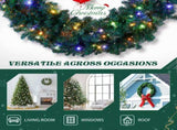 46in Pre-lit Christmas Wreath, Lighted Artificial Xmas Wreath with 150 Warm & Multi-color Lights and 96279534
