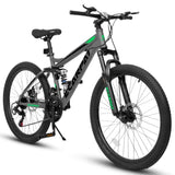 A2660 Bike 26 Inch Wheels, 21-Speed Full Suspension Mens Womens Trail Commuter City W2563P278414